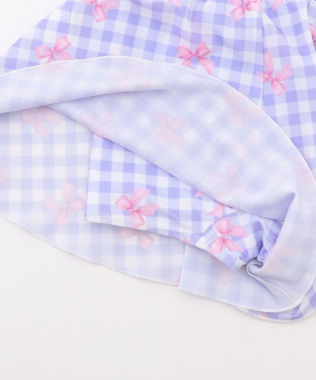 ANY KIDS 【UVカット】2WAYショルダーセパレート水着 ラベンダー×ラベンダーチェック