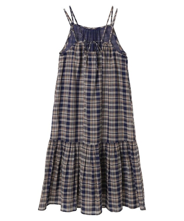 earth music&ecology マドラスチェックキャミワンピース Navy