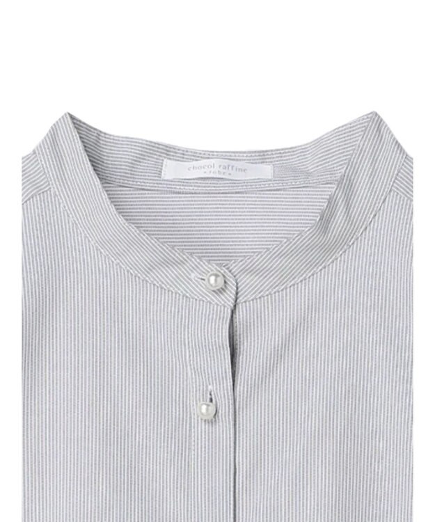 Green Parks パール釦ストライプシャツ Stripe Black