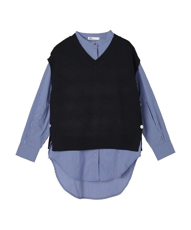 洗える】ニットベスト+バンドカラーシャツ-SET / CRAFT STANDARD