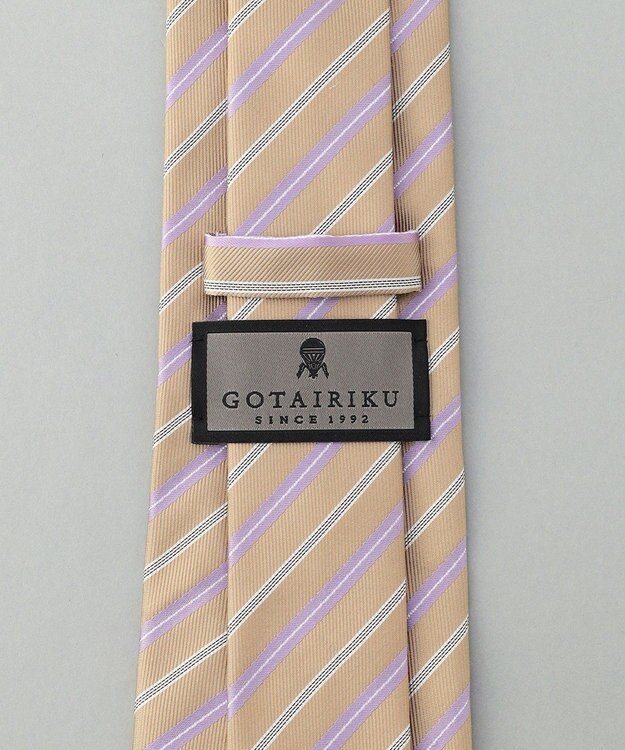 GOTAIRIKU GOTAIRIKU別注【日本製】シルク ネクタイ_ストライプ柄 ベージュ系1