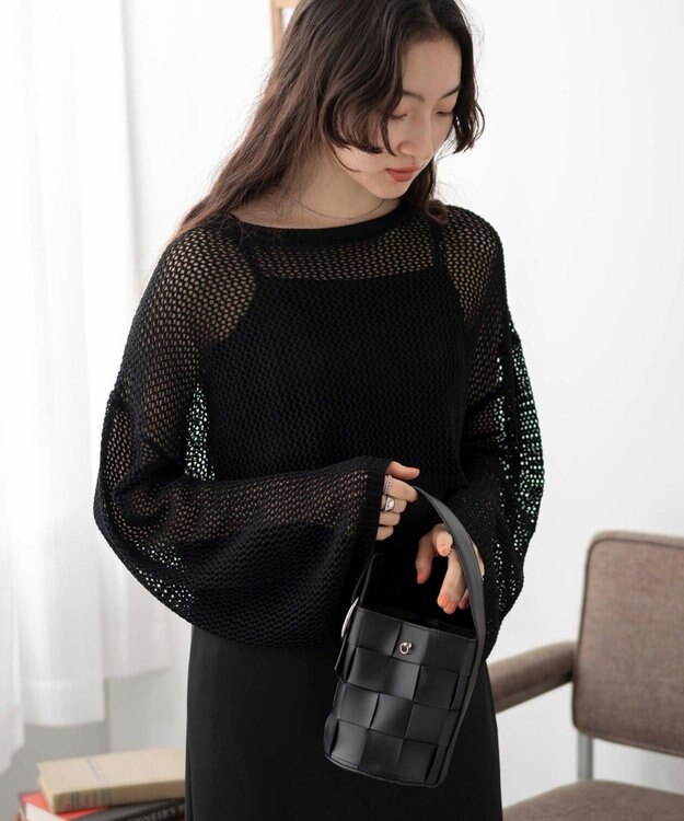 WEGO ショートメッシュニットプルオーバー ブラック