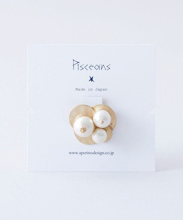 Pisceans グラデコットンパールブローチ マットゴールド