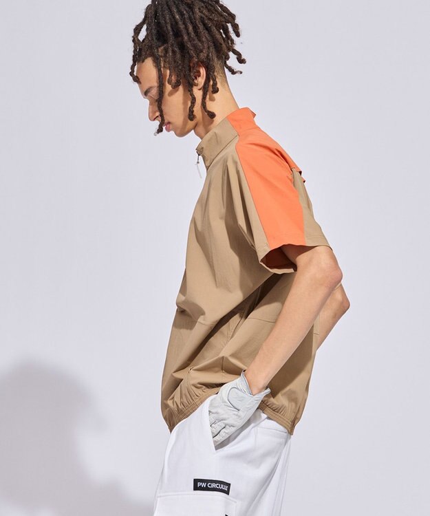 PW CIRCULUS 【MEN】パッカブルハーフジップ ゴルフ ベージュ系