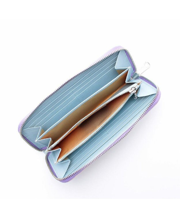 A.D.M.J. 牛革クロコ型押し ラウンドファスナーウォレット LAVENDER