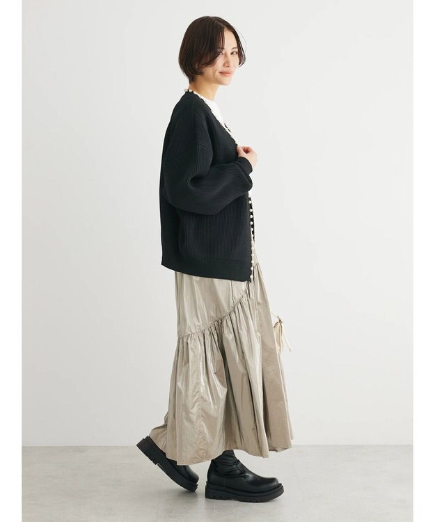 Green Parks ・ＥＬＥＮＣＡＲＥ　ＤＵＥパールトッパーカーディガン Black