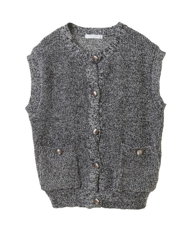 Green Parks シルバーボタンクルーネックベスト Gray Mixture