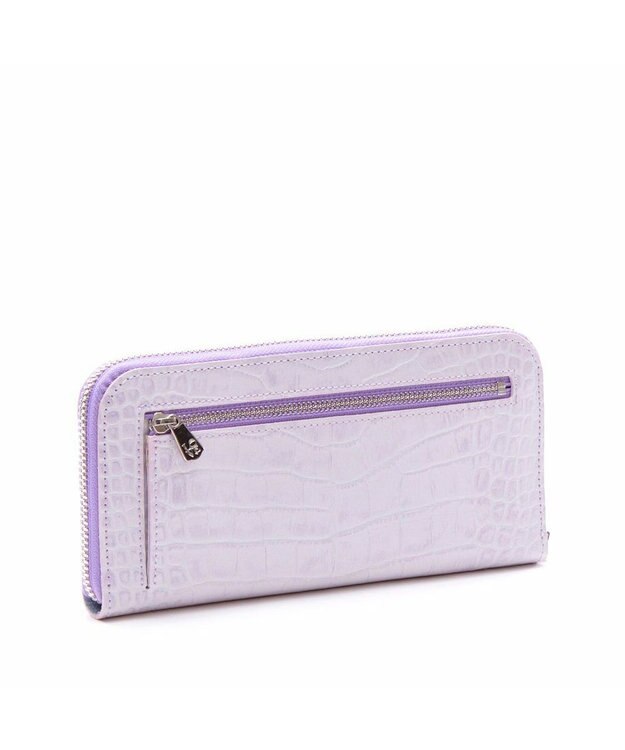 A.D.M.J. 牛革クロコ型押し ラウンドファスナーウォレット LAVENDER