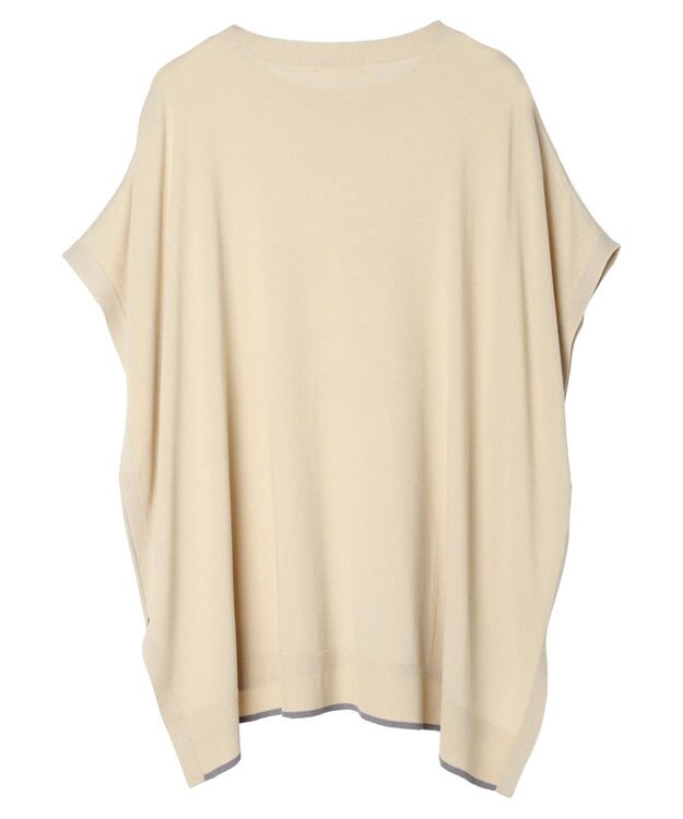 Green Parks 推しニット　裾ラインポンチョ型チュニック Gray Beige