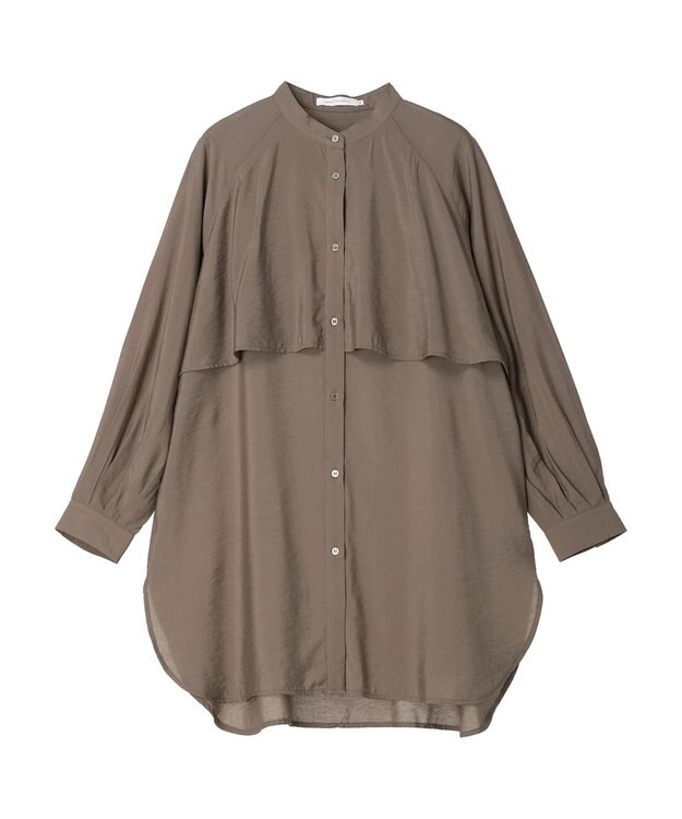 AMERICAN HOLIC バンドカラーフリルシャツチュニック Mocha