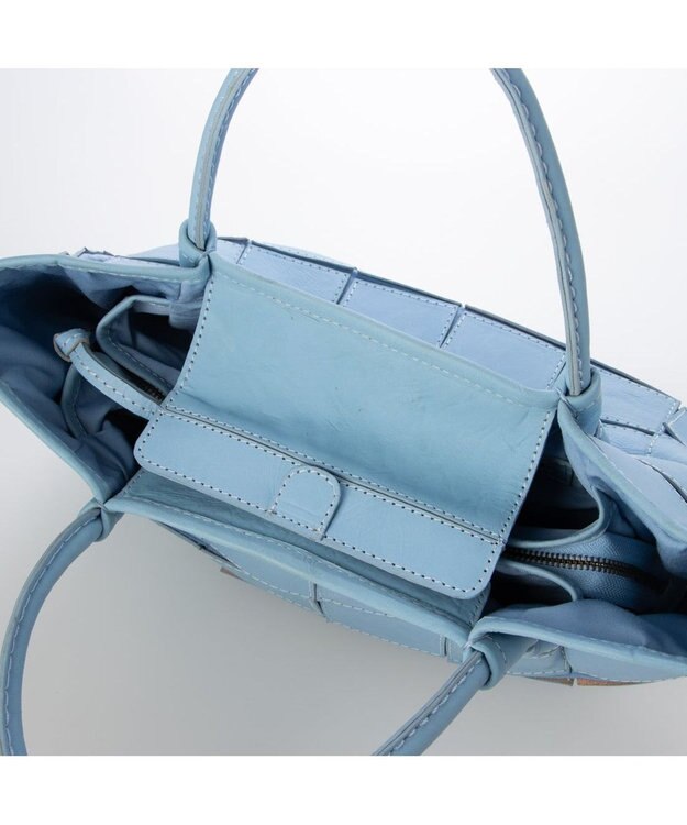 UNBILLION 【訳あり商品】ピークスピーク PEAKSPEAK / 牛革パッチワーク・フラップトートL サックスブルー