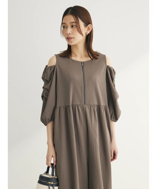 Green Parks ■ＥＳＣＡＲ　タックスリーブワイドオールインワン Gray Beige