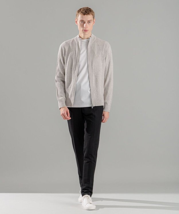 JOSEPH HOMME  新柄【洗える】シルクバルキー　　ハイネックジップアップニット ブラック系