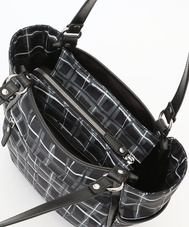 Y'SACCS ドローイングチェックトートバッグ ブラック