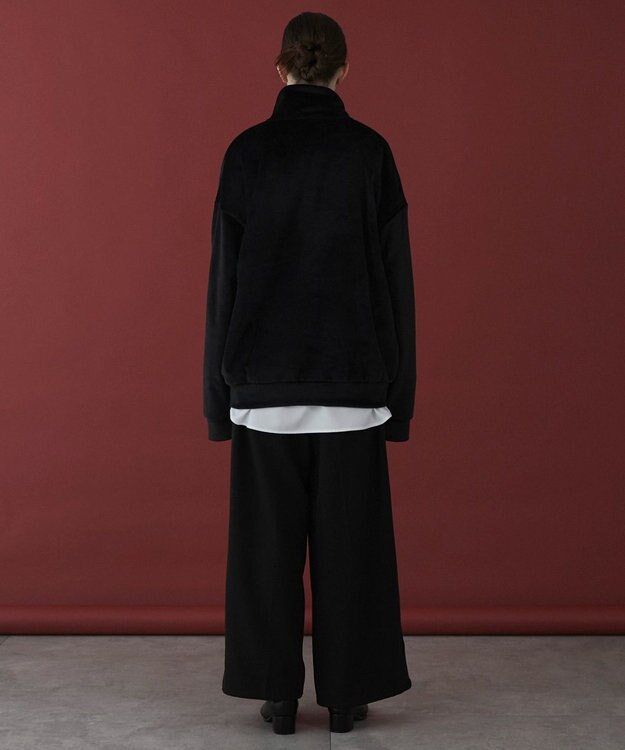 WEGO 【ユニセックス着用ITEM】マイクロシャギーワンポイントハーフZIPプルオーバー ブラック