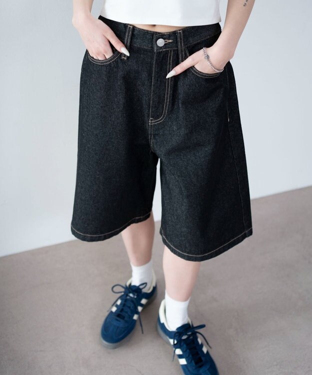 WEGO デニムハーフパンツ デニムブラック