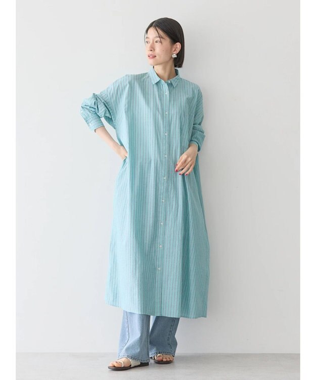 AMERICAN HOLIC 丈違いラメストライプワンピース Stripe Green