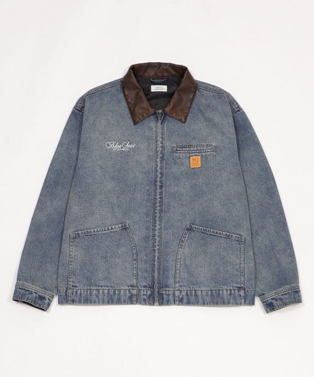 WEGO 【ユニセックス着用ITEM/MLサイズ展開】ワーカーズZIPデニムジャケット デニム中濃加工色