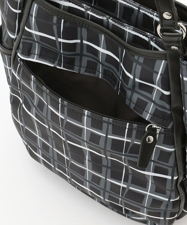 Y'SACCS ドローイングチェックトートバッグ ブラック