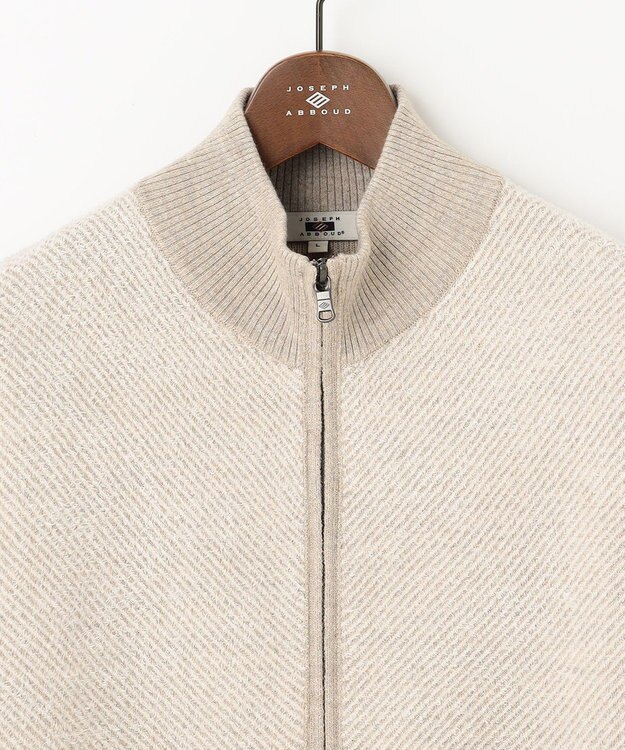 JOSEPH ABBOUD 【キングサイズ・イタリア糸使用/洗える】メリノブレンドモール ジップ ニット ブルゾン ベージュ系