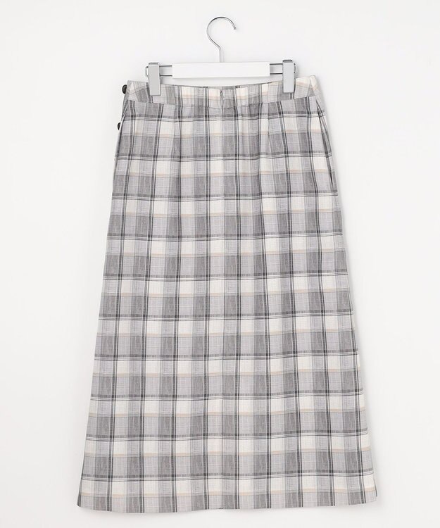 J.PRESS LADIES L スラブ調チェック プリント スカート グレーチェック系