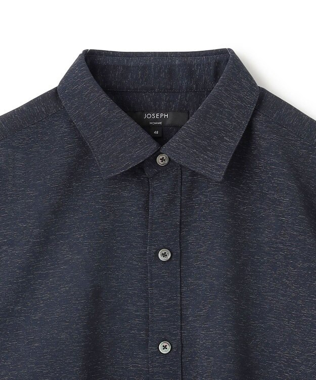 JOSEPH HOMME 新型・新素材【軽量/通気性/清涼感/洗える/ストレッチ】レノクロスストレッチ　7分袖レギュラーカラーシャツ ネイビー系