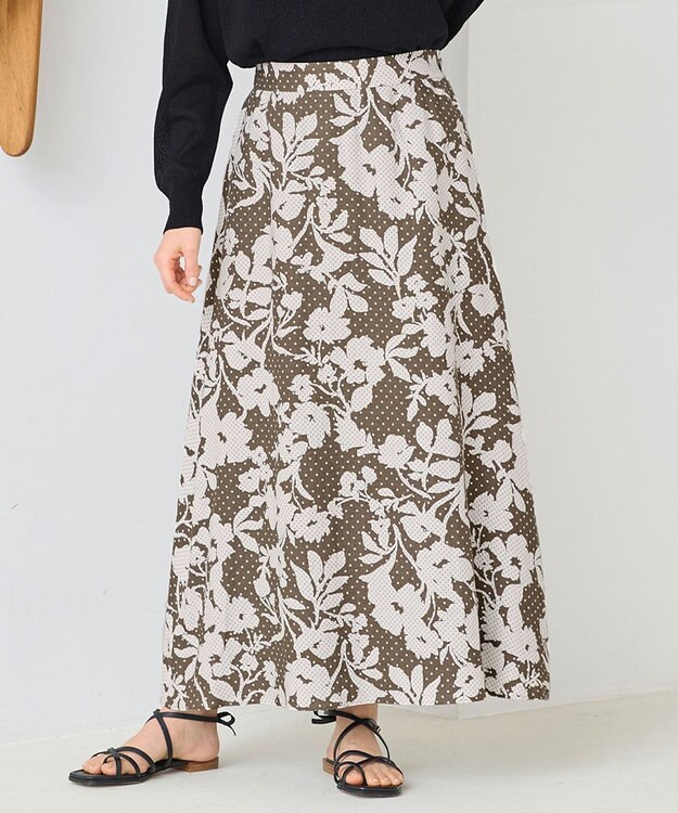 自由区 L 【洗える】モノトーンドットフレア スカート ブラウン系5