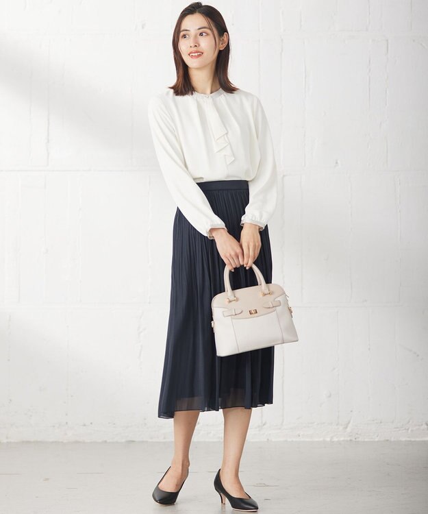 ANY SIS 【洗える】ラッフルボウ ブラウス 長袖 アイボリー