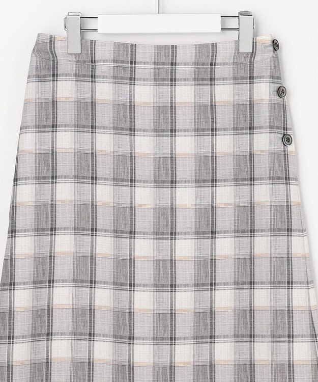 J.PRESS LADIES L スラブ調チェック プリント スカート グレーチェック系