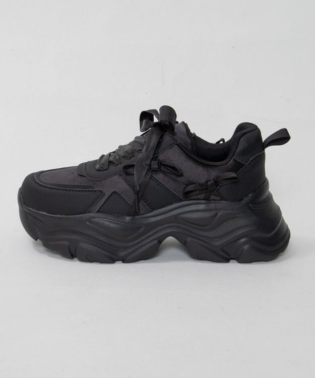 WEGO リボンデザイン厚底スニーカー ブラック