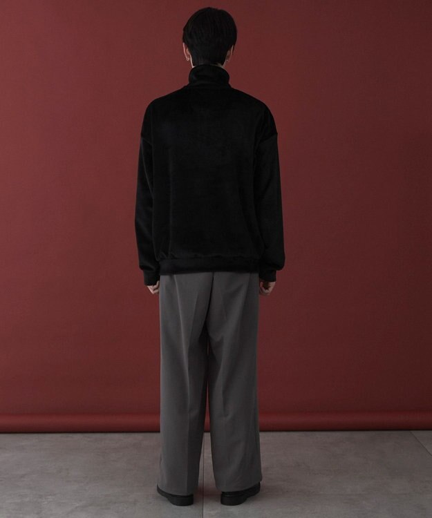 WEGO 【ユニセックス着用ITEM】マイクロシャギーワンポイントハーフZIPプルオーバー ブラック