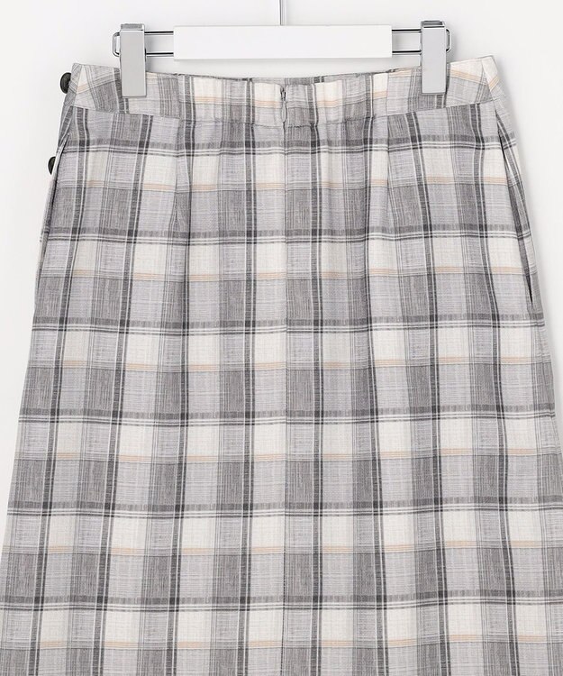 J.PRESS LADIES L スラブ調チェック プリント スカート グレーチェック系