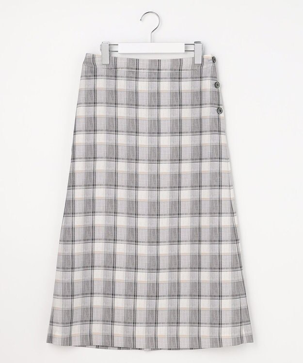 J.PRESS LADIES L スラブ調チェック プリント スカート グレーチェック系