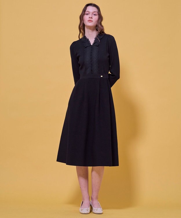TOCCA LACE ROAD STORY ニットドレス ブラック系