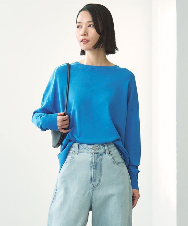 UNFILO マイビューティ クルーネック ニット ブルー