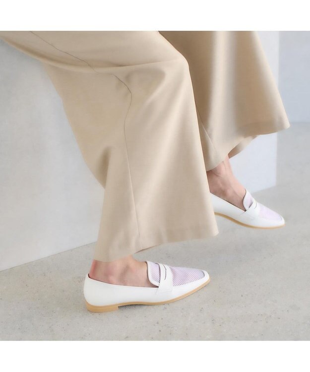 MODE ET JACOMO <carino>メッシュチュールローファー ホワイトコンビ