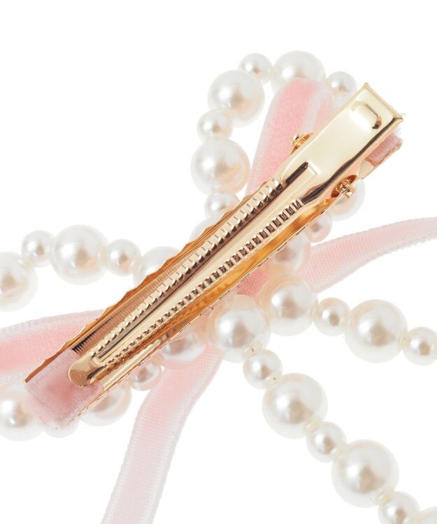 Maison de FLEUR パールベロアリボン2セットクリップ Pink