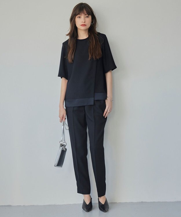 ICB 【新色追加・接触冷感・UVケア・速乾・洗える】FluidBackSatin ドロストパンツ ネイビー系