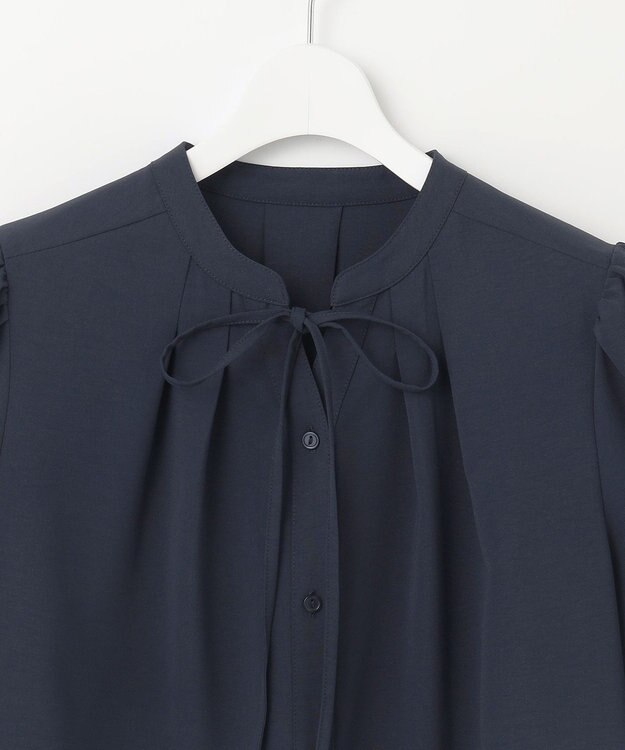 Feroux 【洗える】リボンスキッパー ブラウス ネイビー系