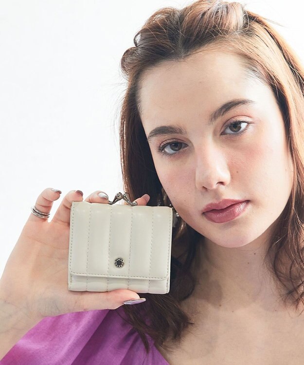 style code 【MERCURYDUO/マーキュリーデュオ】スタッズキルティング　口金ミニ財布 アイボリー