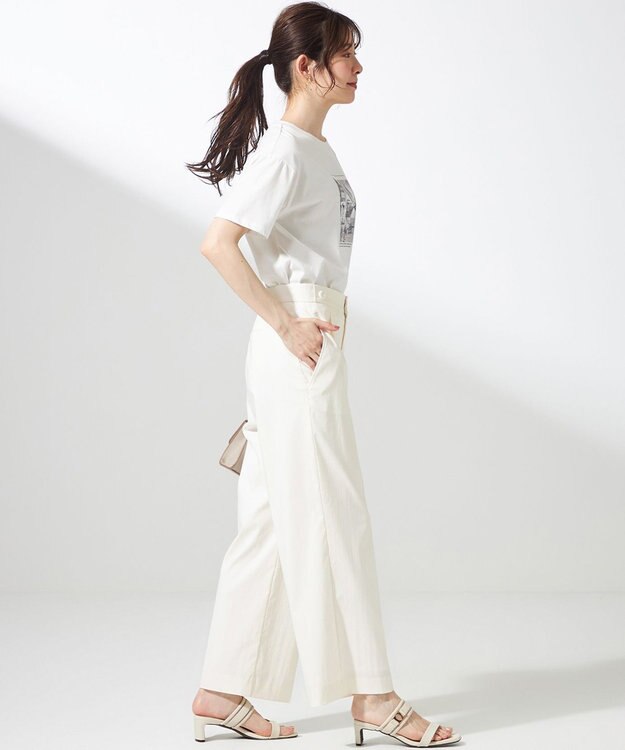 ANY SIS L 【ストレッチ・接触冷感・撥水・UVカット・洗える】エアリーストレッチ ワイドパンツ オフ