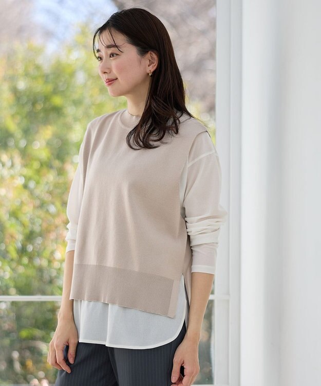 ANY L ニットベスト ベージュ