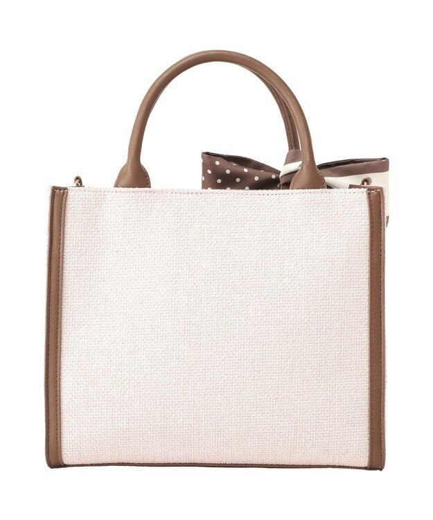 Maison de FLEUR スカーフ付きツイードスクエア２Ｗａｙトート Pink