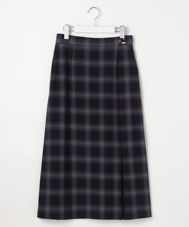 ANY SIS L ビューティサーモ2WAYストレッチチェック スカート ネイビータータン