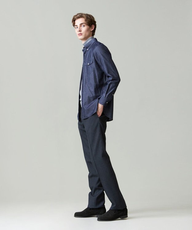 J.PRESS MEN KANEMASA KNITTING デニムジャージ シャツ ネイビー系