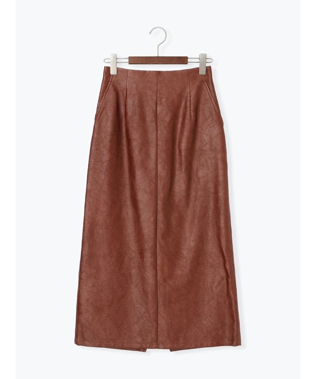 Te chichi クラックレザーライクナロースカート ブラウン