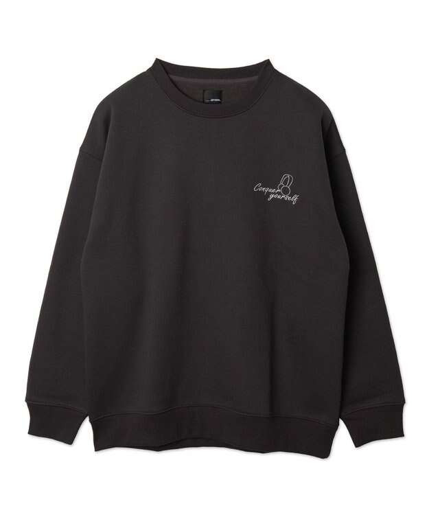 WEGO 【ユニセックス着用ITEM】ガールイラストグラフィックプルオーバー ブラック中濃色