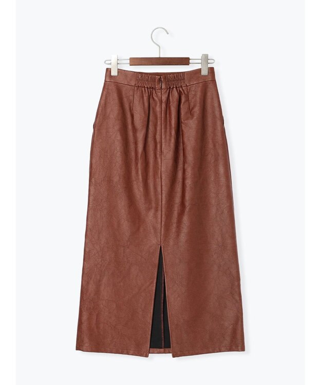 Te chichi クラックレザーライクナロースカート ブラウン