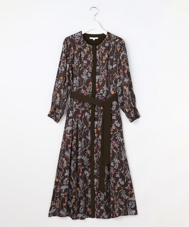 自由区 S 【WEB&一部店舗限定】ハーバルフロープリント8分袖 ワンピース [新色]ブラウンベース