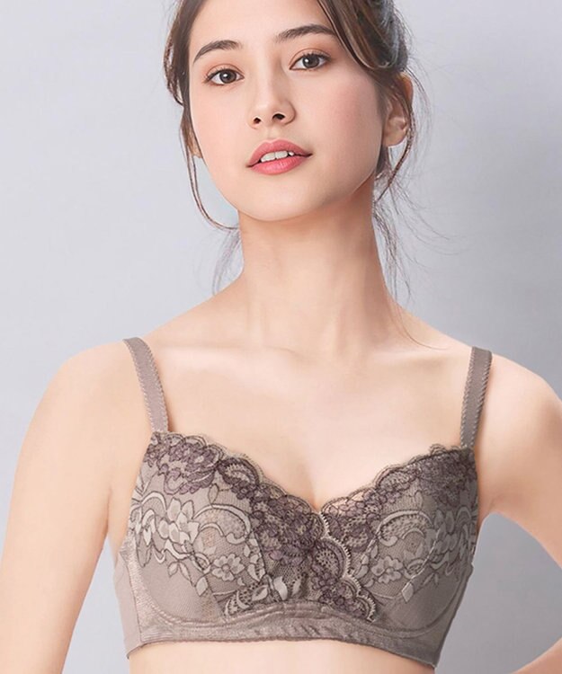 Wing ブラジャー コンパクトにバストメイク 高さをおさえる 【小さく見せるブラ】 Gカップまで対応 大きいサイズ ブラ KB6100 ウイング／ワコール ブラウン